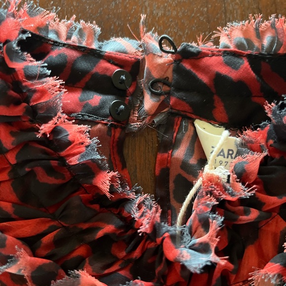 NWT ZARA Animal print blouse muted orange and black print - Picture 7 of 10